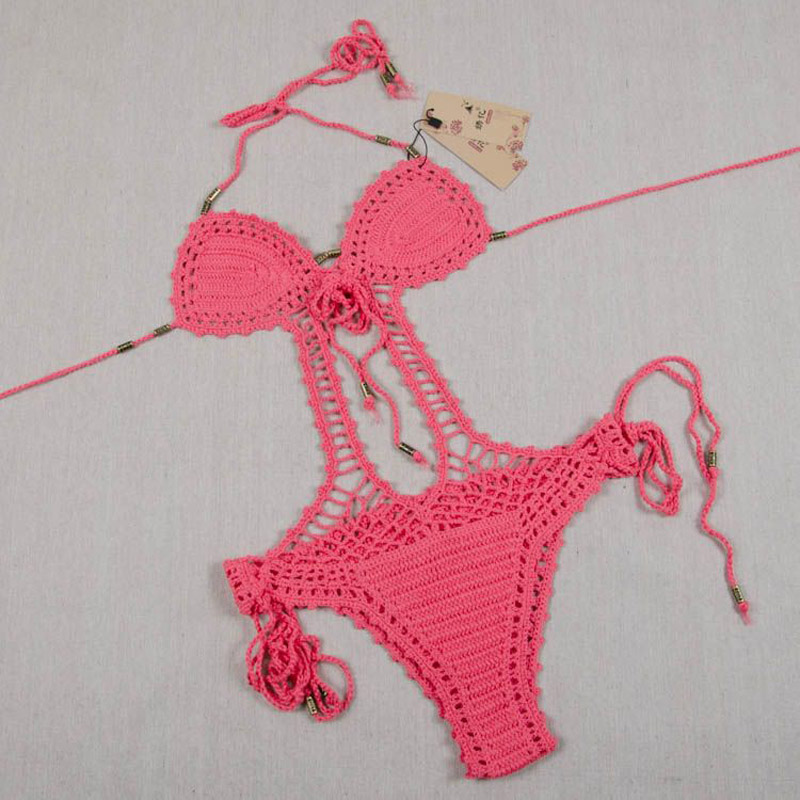 Woman one piece swimsuit crochet bikini